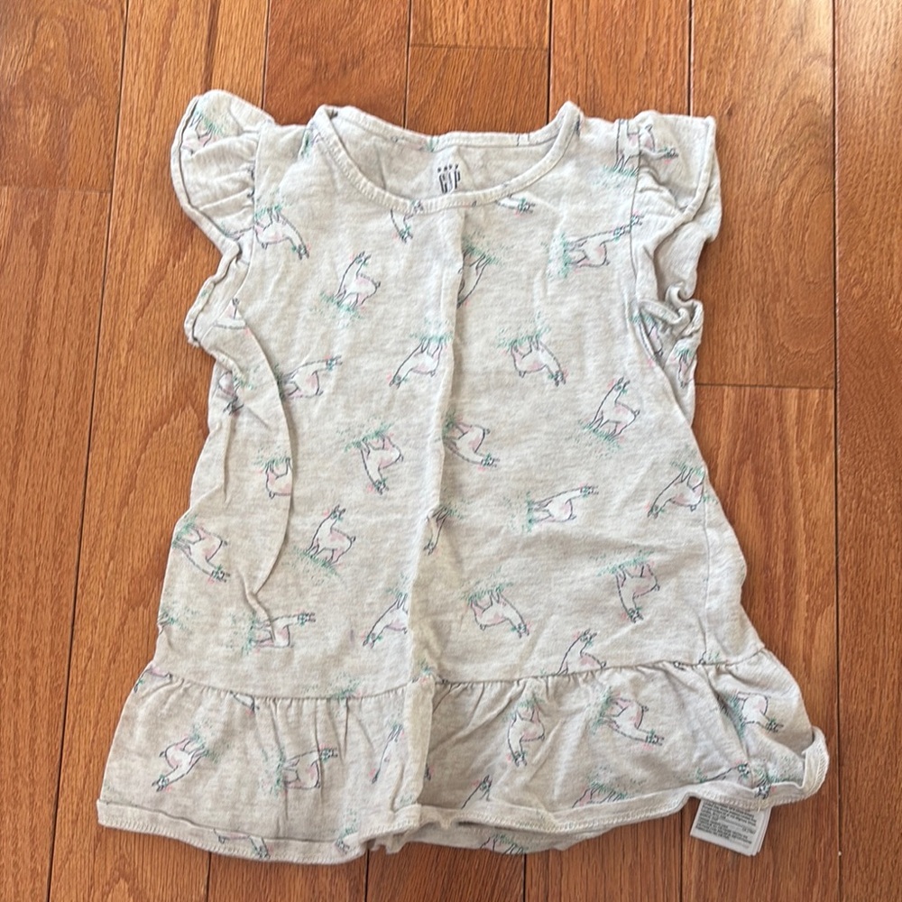Gray Unicorn Print Ruffle Sleeve Top, gap 4t